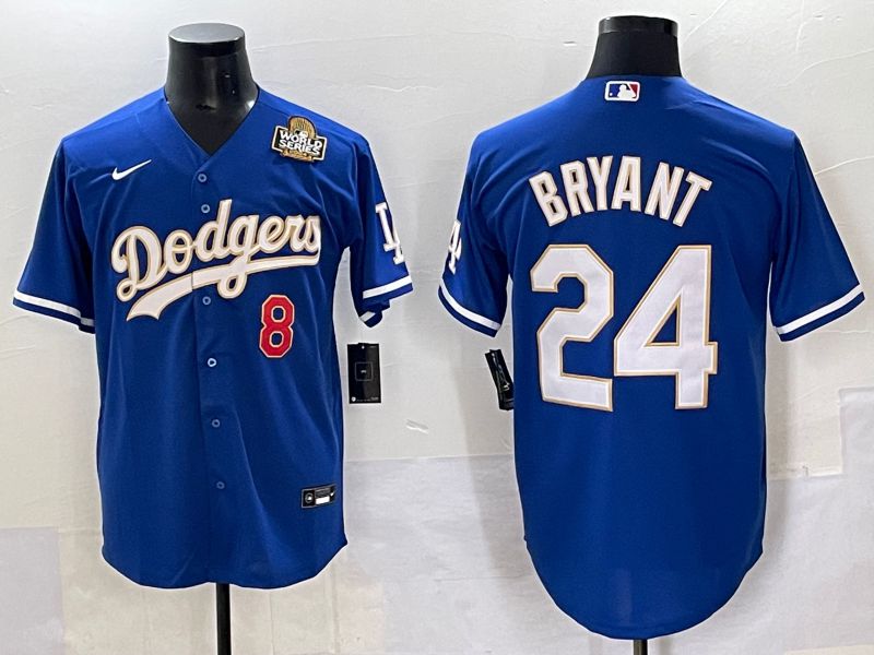 Men 2025 Los Angeles Dodgers #24 Bryant Blue gold Nike MLB Jersey style 7076